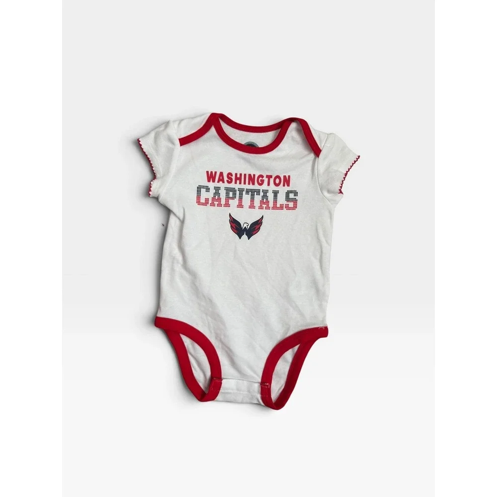 NHL Washington Capitals Infant Girl 3 Piece Bodysuit Set Red Navy White 3-6M New